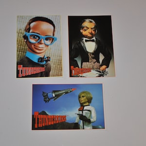 3 cartoline vintage Thunderbirds da 4"x6".