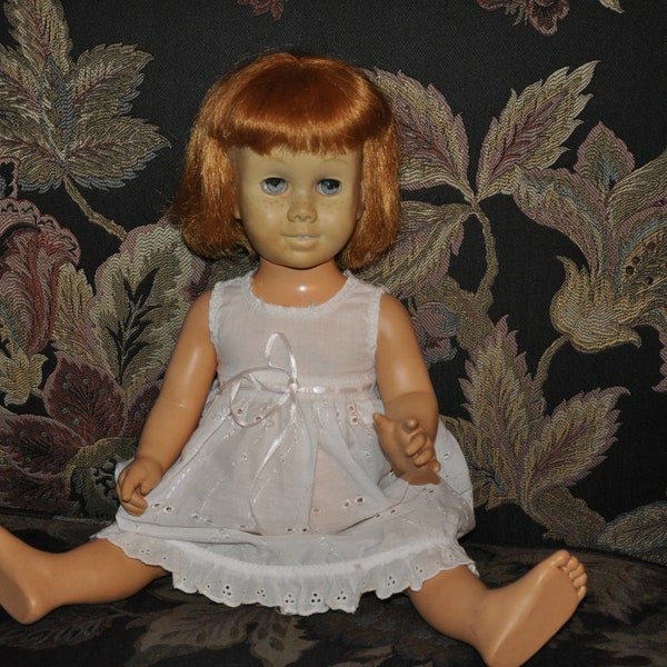 Vintage Doll With  Freckles Dressed Toy