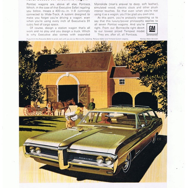 1968 GM Wide-Track  Station Wagon Pontiacs Vintage Car Advertisement