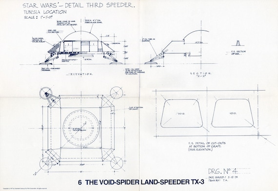 Star Wars Blueprints 1977 　設計図集 1977 VOID-SPIDER Land Speeder TX-3 Star Wars Vintage