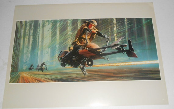 スターウォーズ★絵画★1点もの 1983年 ルーク・オン・スピーダー・バイク オリジナル