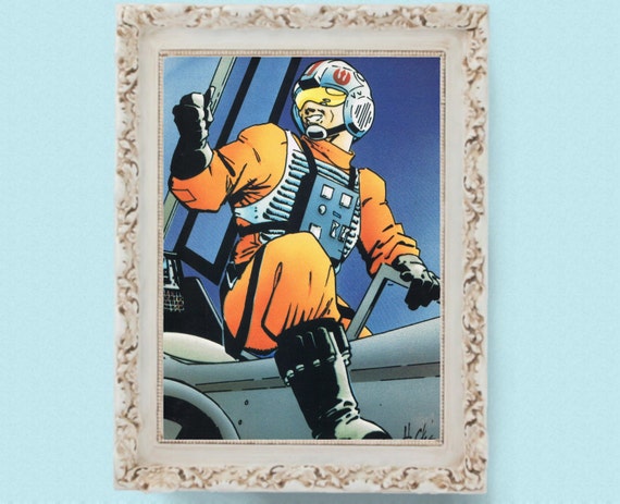 Luke Skywalker X-wing Pilot Vintage Star Wars Illustration