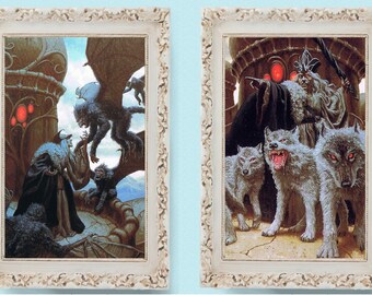 2x WICKED WITCH Wizard of OZ Vintage Full Page Children's Book Illustration Pages 4.5"x5.5"