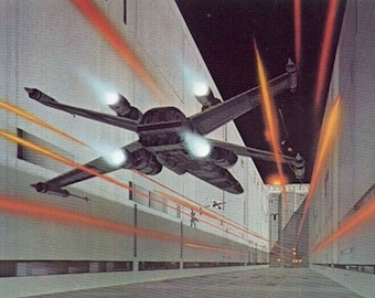 Luke Skywalker Trench Death Star Battle 1977 Original Vintage Star Wars Painting Print by Ralph McQuarrie