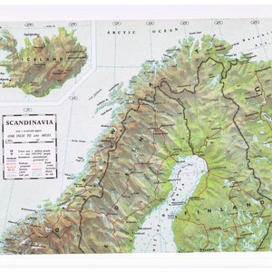 2 Seite Scandinavia 1965 Originaldrucke Karte
