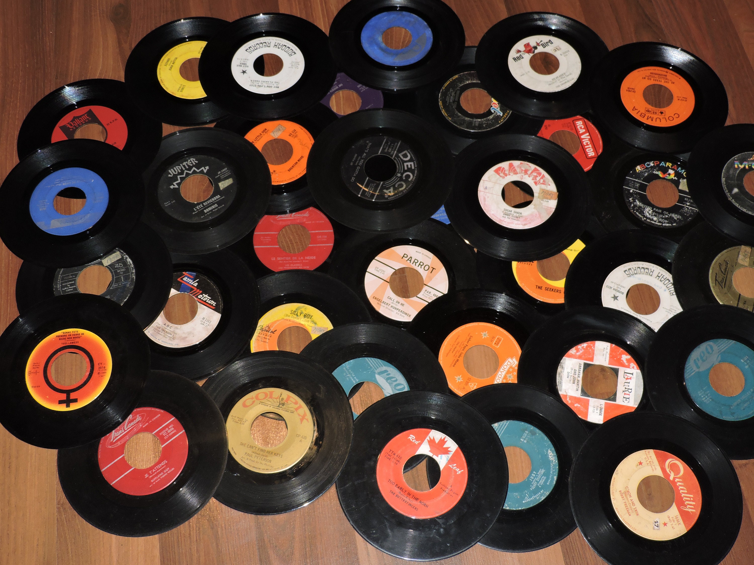 Vintage Used 45 RPM Vinyl Records 100 Count for Playing or