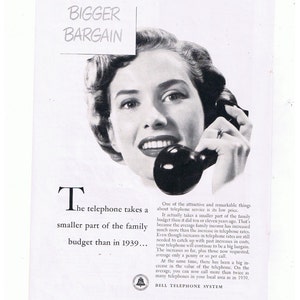8x 1950s BELL Telephone Company Antique Advertisements
