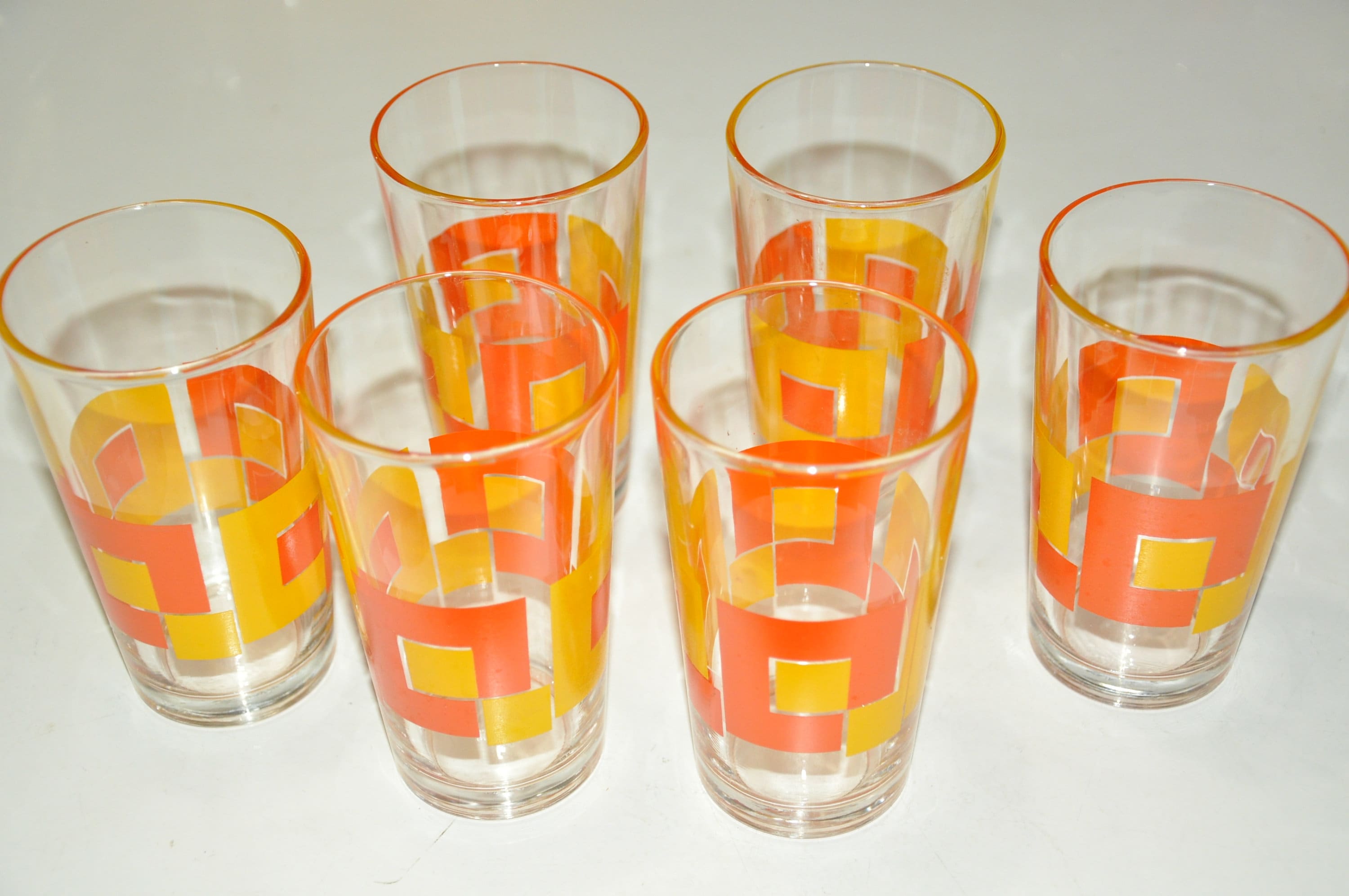 Vintage 6 Made In Italy Enamel Drinking Glasses With Geometric Etsy