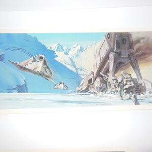 Hoth Battle 1980 Original Vintage Star Wars Painting Print by Ralph McQuarrie