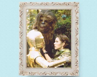 Vintage C-3PO & Princess Leia And Chewbacca Star Wars 8"x10" Glossy Unused Photo Postcard