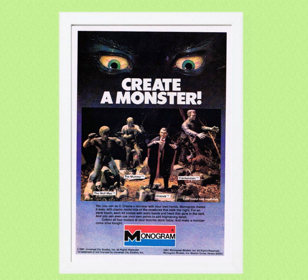 1983 Monogram Monster Model Kits Vintage Advertisement Etsy