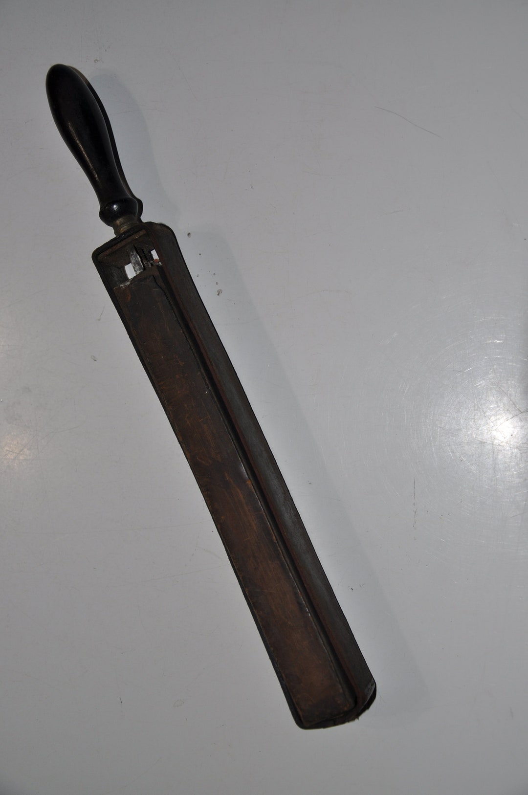 Vintage 14 Leather Razor Strop Sharpener With Black Wood Etsy