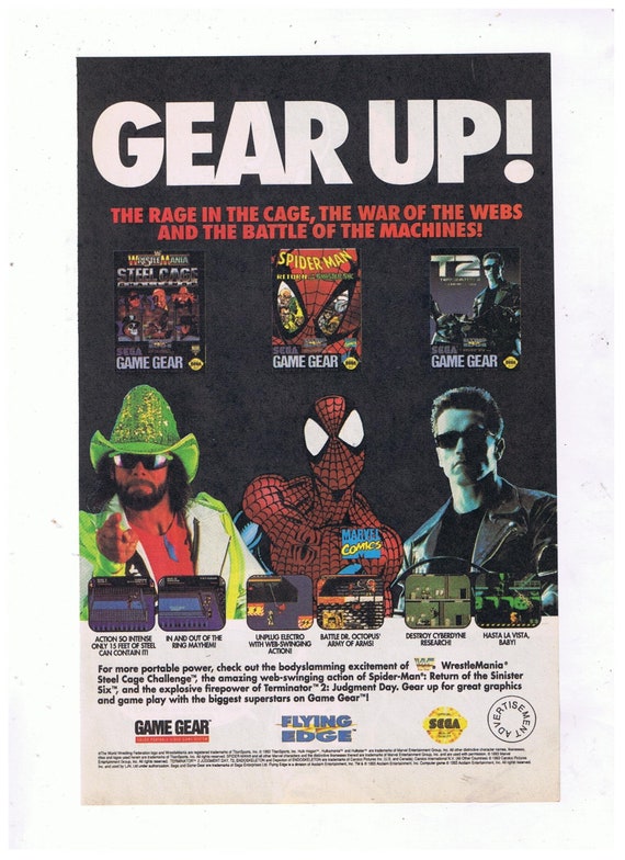 1993 Wrestle Mania/spider-man/terminator 2 Sega Game Gear Vintage