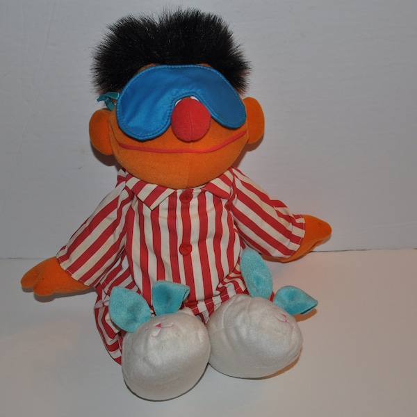 Sleep 'N Snore Ernie Vintage Talking Sesam Street Toy TYCO 1996 Talking & Singing Plüsch Puppe 18"