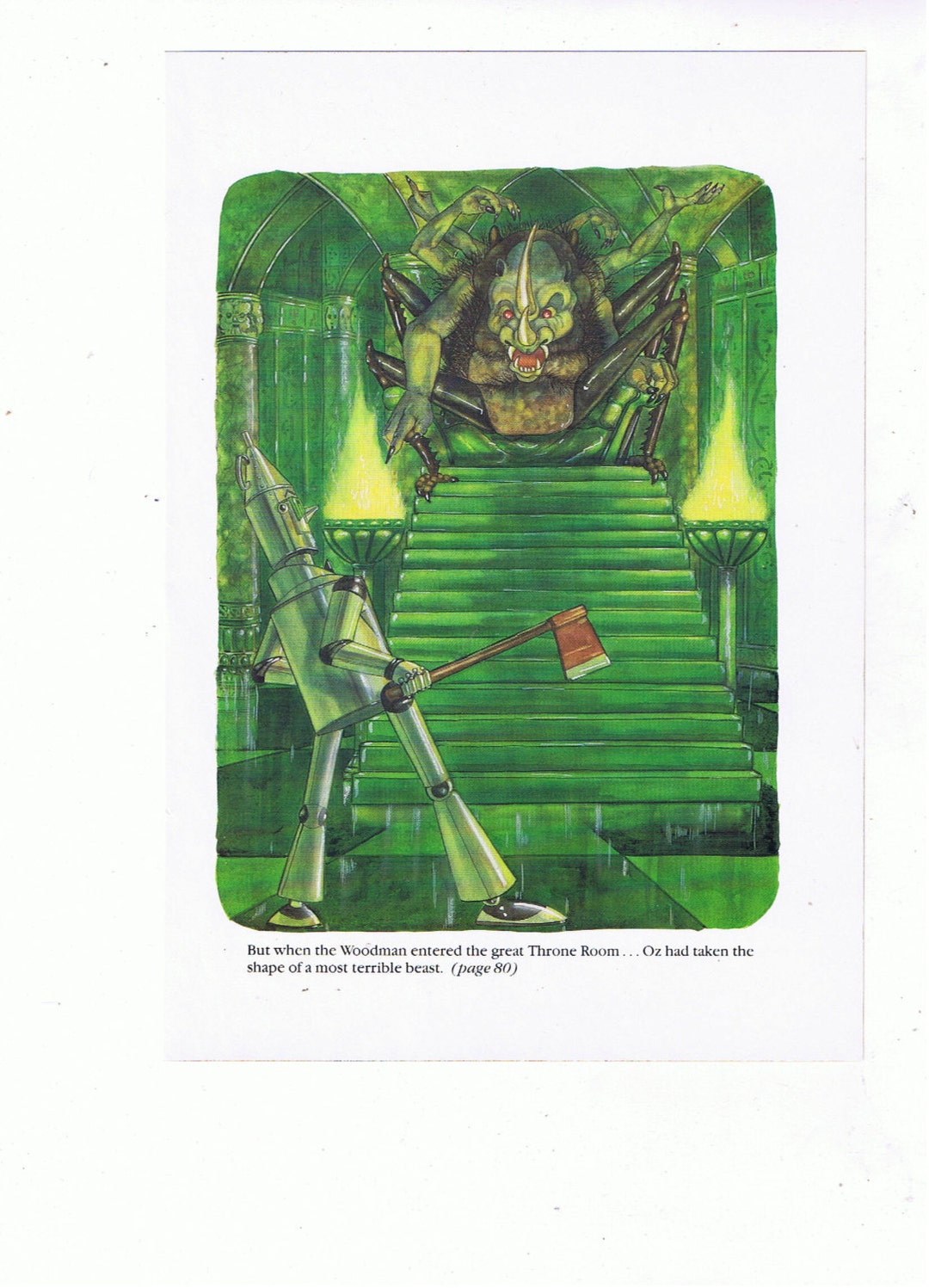 1980年代 オズの魔法使い エメラルドシティのブリキ男 ヴィンテージ フルページ 児童書イラストプリント - Etsy 日本, image size:1080x1497