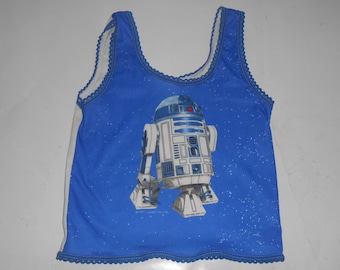 Vintage 1977 Star Wars R2D2 Underoos Tank Top Girls XS 2-4 Blue 