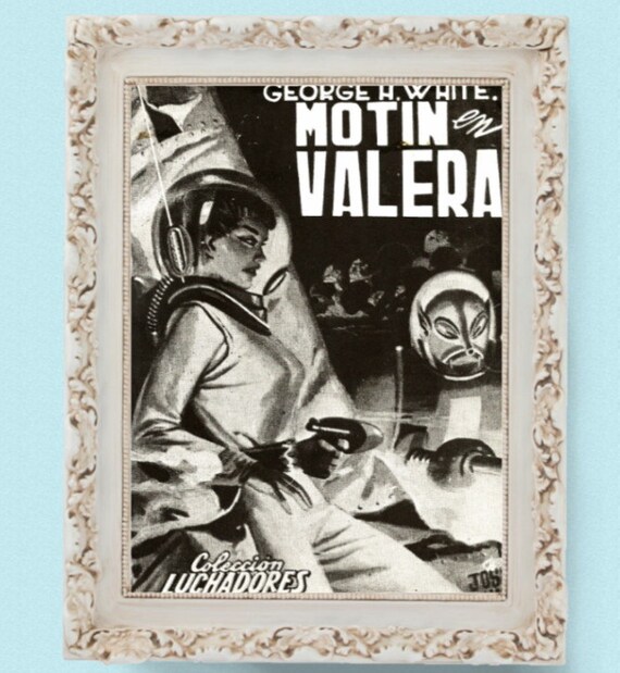White Motin en Valera Sci-fi Poster Print Book Illustration 8.25x11 Vintage George H