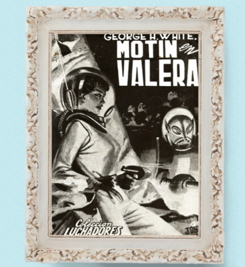 White Motin en Valera Sci-fi Poster Print Book Illustration 8.25x11 Vintage George H