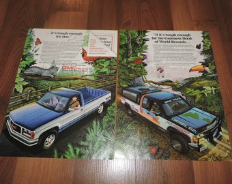 Auténtico anuncio impreso automotriz de 2 páginas de GMC Sierra de 1988
