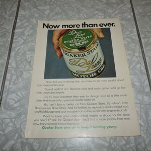 Jaren 1980 DeLuxe Quaker State Motor Oil Print Advertentie