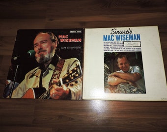 2x Mac Wiseman Records - Live In Concert & Sincerely Mac Wiseman - Bluegrass Music Vinyl 12" Record LP