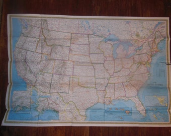 Vintage Large National Geographic United States 2-Sided Map / Poster 29'' x 42''