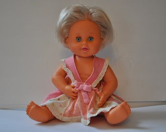 1973 Ideal Toy Corp Rub A Dub Dolly Vinyl Doll Blond Hair Blue Eyes 16 Vintage