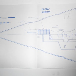 Póster del plano vintage de Star Wars de 1984, 4 de 4, parte inferior, del DESTRUCTOR ESTELAR