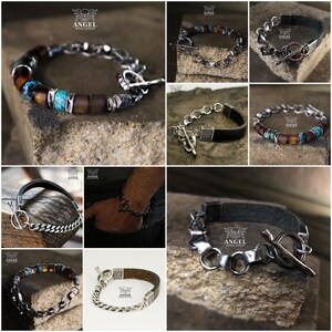 Mens Raw African Turquoise Handmade Bracelet - MY ANGEL, Sterling Silver Jewelry, Womens Bracelet, Valentine's Day Gift, Personalized Gift image 13