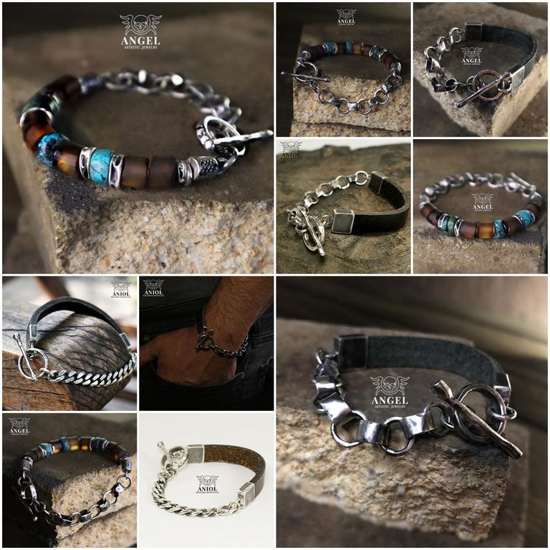 Mens Raw African Turquoise Handmade Bracelet - MY ANGEL, Sterling Silver Jewelry, Womens Bracelet, Valentine's Day Gift, Personalized Gift image 13