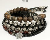 SAUVAGE - Etno - Tribal Jewelry, 100% Sterling Silver Bracelet - Set of the 3 Bracelets -  Men Jewelry Valentine's gift