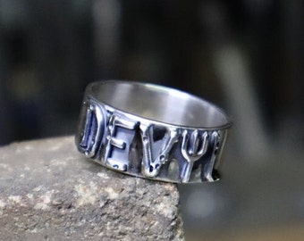 Devil Massive Raw Silver Ring, Solid Handmade Personal Ring, Angel Silver Ring, Personalized Gift