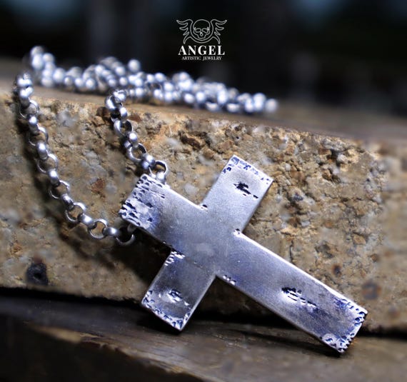 Raw Silver Cross Religious Jewelry Mens Necklace Christian Mens Raw Jewelry Jerusalem Pilgrim s Cross Personalized Gift Etsy UK