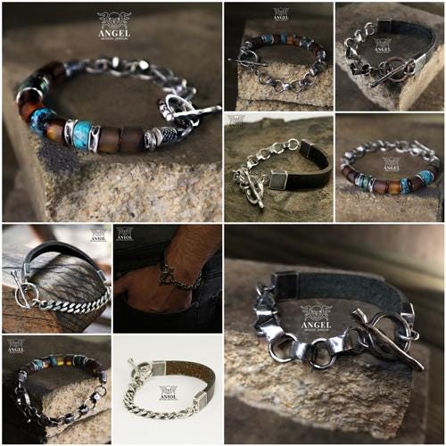 Bracelet Homme Argent Sterling Avec Petits Crânes - Occasion, Usure Normale