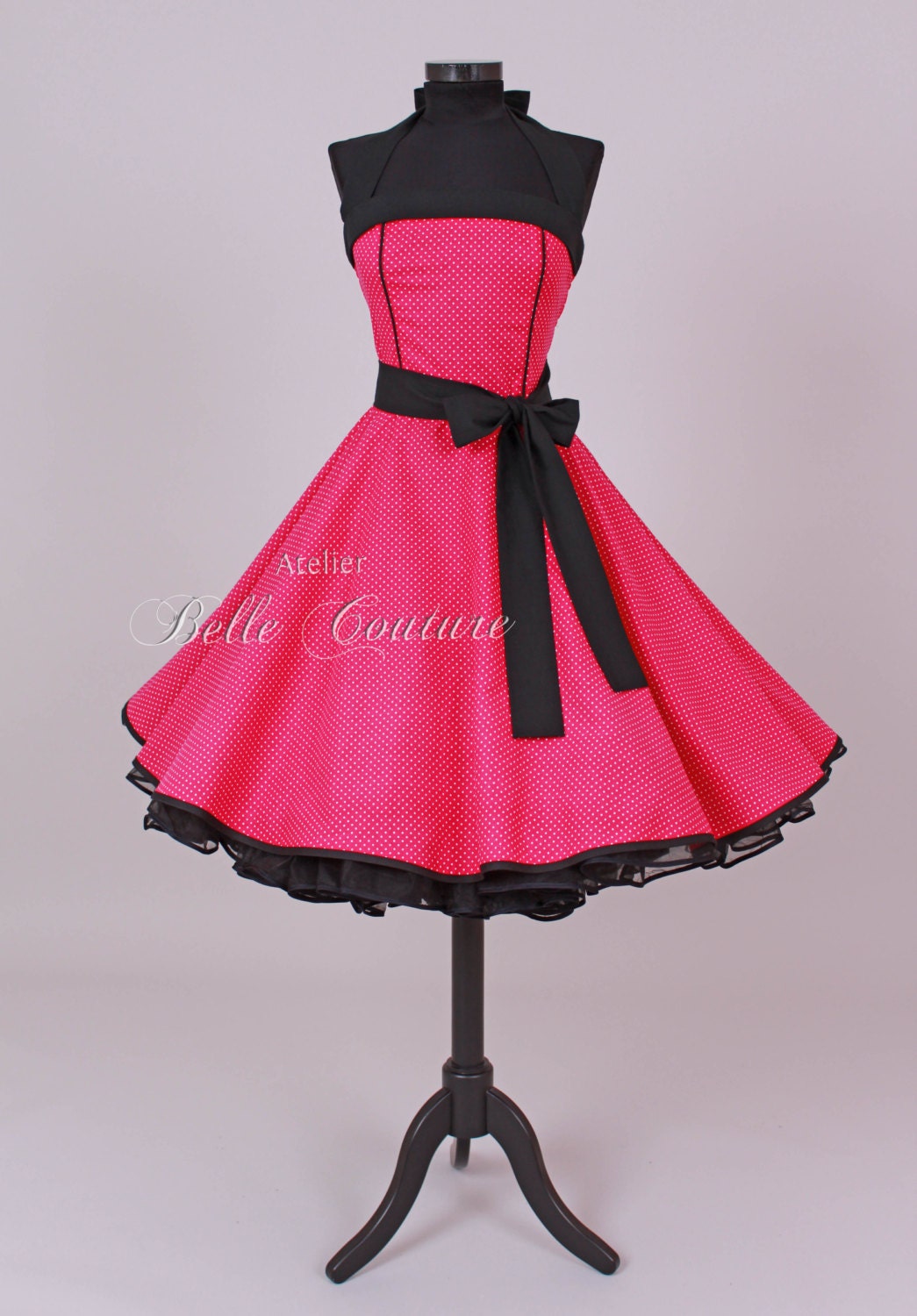 50er Jahre Rockabilly Petticoat Kleid pink/schwarz Art ...