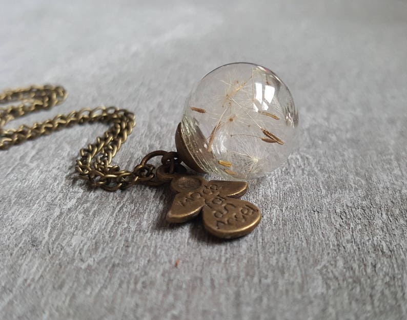 Dandelion Necklace Dreams come truebronze