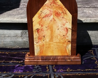 REDUCED PRICE Natural Wood Figure with Base/Stand, Altar, Gnome, Dryad, Wood Nymph, Wood God Flamed Box Elder Wood **Free Shipping**