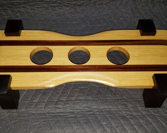 Bamboo, Paduk and Walnut Candle Holder From Our Own Zen Inspired Line of Home Decor & Furniture **Free Shipping**