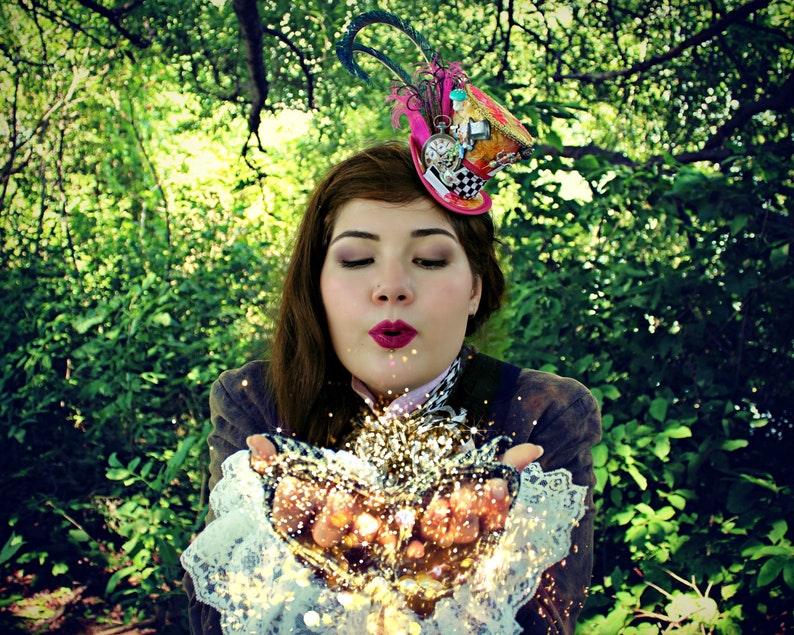 Tea Party Hat Mad Hatter Costume Fascinator Alice in Wonderland Hat Mad Hatter Mini Top Hat Birthday Hat Mad Hatter Fascinator