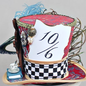 Mad Hatter Mini Top Hat, Mad Hatter Costume Fascinator, Birthday Hat, Alice in Wonderland Hat, Tea Party Hat, Mad Hatter Fascinator image 4