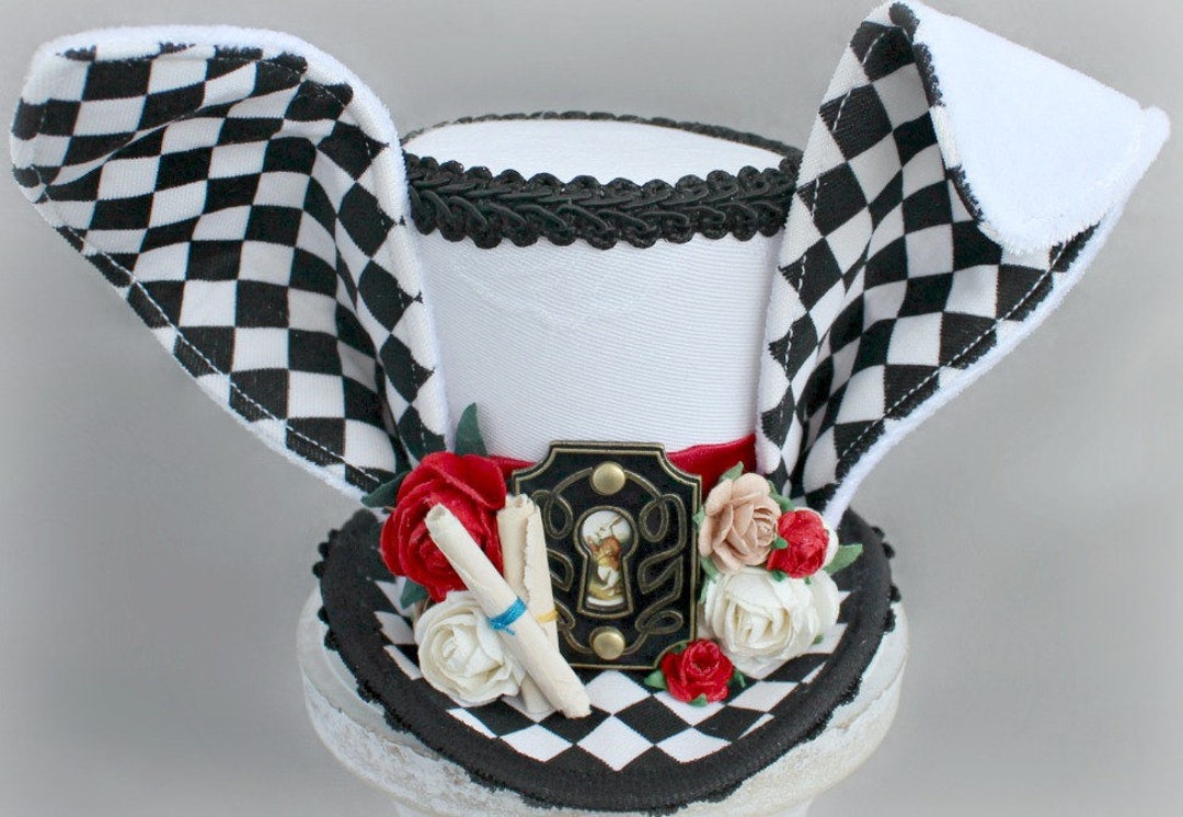 Top Hat White Rabbit White Rabbit Mini Top Hat, White Rabbit Fascinator, Alice in Wonderland ...