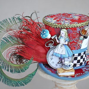 Mad Hatter Mini Hoge Hoed, Mad Hatter Kostuum Fascinator, Verjaardagshoed, Alice in Wonderland Hoed, Tea Party Hoed, Mad Hatter Fascinator