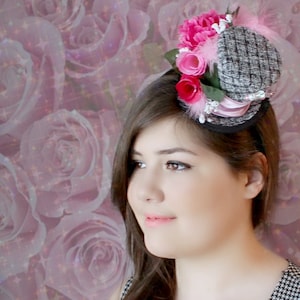 Tweed Mini Hoge Hoed, Mini Hoge Hoed, Mad Hatter Hoed, Fascinator, Mini Hoed, Hoge Hoed, Mini Hoeden, Tea Party Hoed, Bruiloft Hoed, Vrouwen Hoge Hoed
