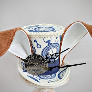 White Rabbit Mini hoge hoed, wit konijn kostuum tovenaar, verjaardag hoed, Alice in Wonderland hoed, Tea Party hoed, wit konijn tovenaar