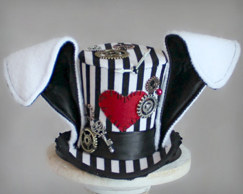 Boys Top Hat Wedding Hat White Rabbit Costume Fascinator Alice in Wonderland Hat Birthday Hat Tea Party Hat White Rabbit Mini Top Hat