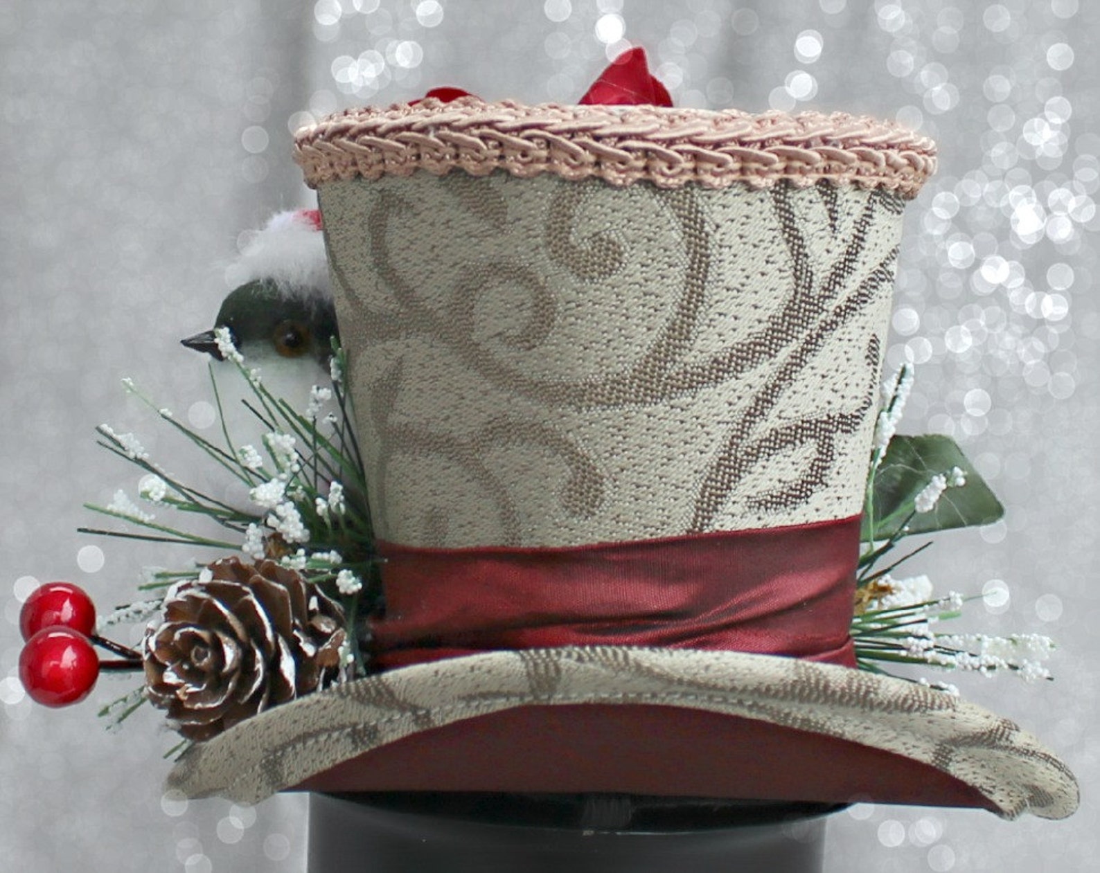 Christmas Mini Top Hat Holiday Party Hat Bird Tea Hat Etsy