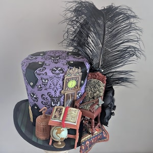 Haunted Mansion-minihoge hoed, paarse mini-hoge hoed, Haunted Mansion-kostuum, Haunted Mansion-accessoires, minihoed dames