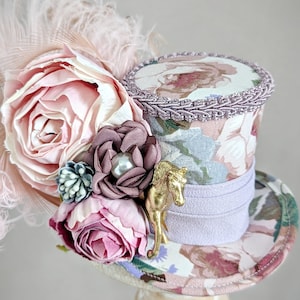Roze Kentucky Derby Mini Hoed, Paard Mini Hoge Hoed, Bloem Mini Hoge Hoed, Kentucky Derby Hoeden voor Vrouwen, Kentucky Derby Fascinator, Roze Hoed