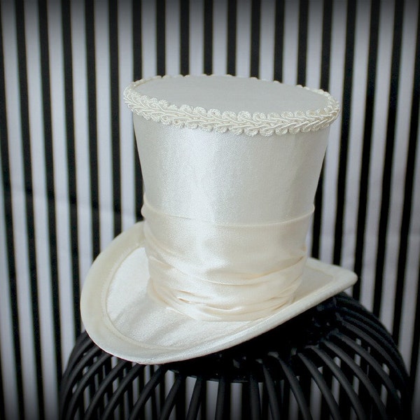 Ivory Mini Top Hat, Mini Top Hat , Mad Hatter Hat , Kentucky Derby Fascinator Hat , Mini Hats , Tea Party Hat , Wedding Hat , Women Top Hat