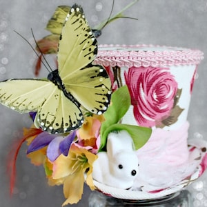 Pasen Mini Top Hat, Lente Mini Hoed, Lente Fascinator, Mini Hoed, Top Hat, Mini Hoeden, Tea Party Hoed, Bruiloft Hoed, Vrouwen Top Hat, Floral Hat